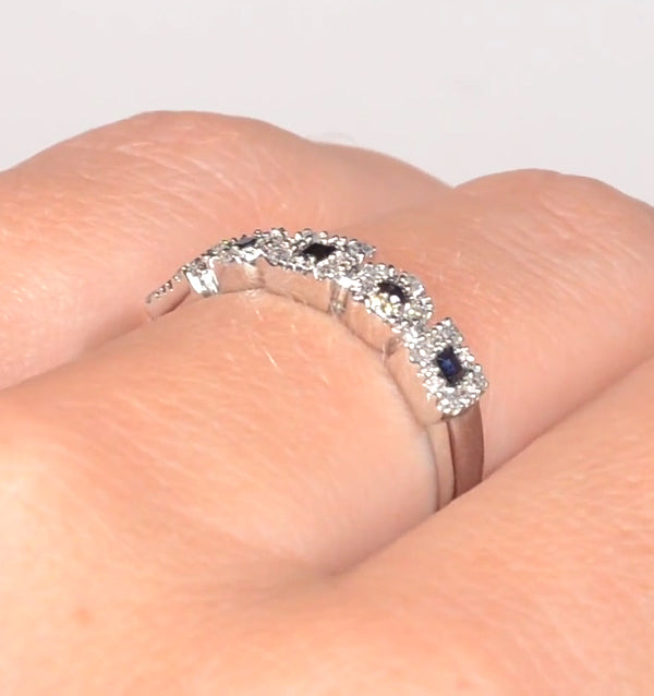 Sapphire 0.18ct And Diamond 9K White Gold Ring